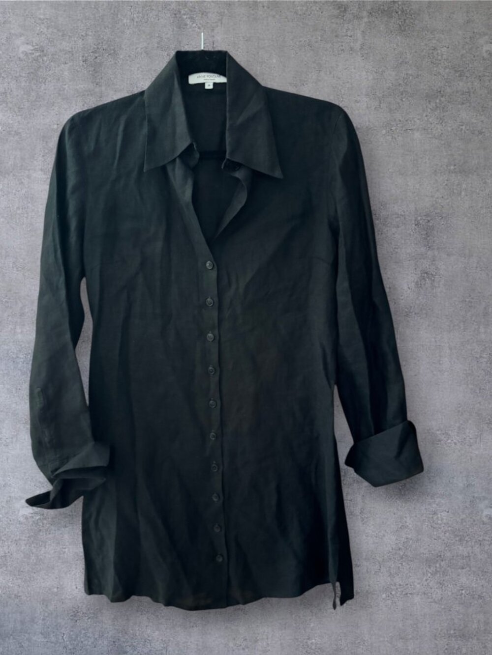 Parisian Chic Anne Fontaine Black Linen Shirt